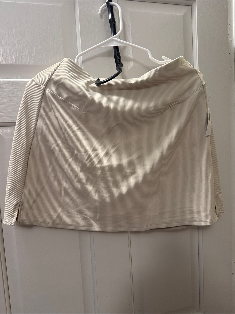 Women's Cream Ribbed A-Line Skirt